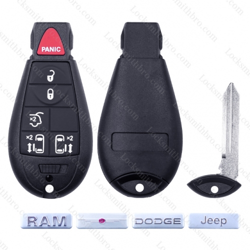 TChrysler Dodge Jeep 5+1 Button Key Shell Without battery clip