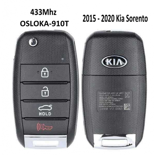 4 Button 433Mhz ID46 Chip for Kia Sorento FCC ID: OSLOKA-910T, P/N: 95430-C5100,