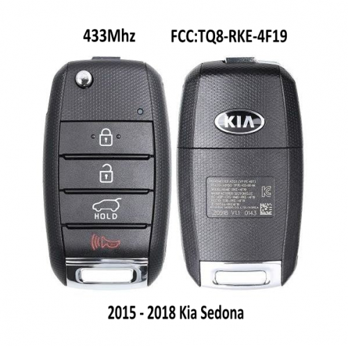 4-Button Remote key 433Mhz TQ8-RKE-4F19  PN: 95430-A9100 For 2015-2018 Kia Sedona