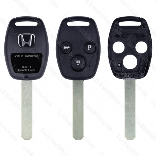 LockSmithbro 3 Button Honda Remote Shell With Button Part With Chip Place With Logo