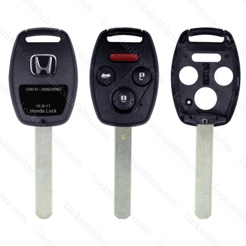 LockSmithbro 4 Button With Panic Honda Remote Shell With Button Part Without Chip Place With Logo