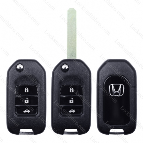 LockSmithbro 3 Button Honda Flip Remote Key Shell With Logo