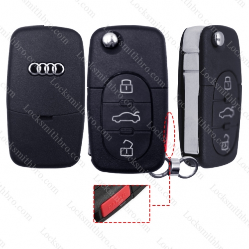 LockSmithbro Audi 3+1 Button Remote Key Shell( 2032 Big Battery)