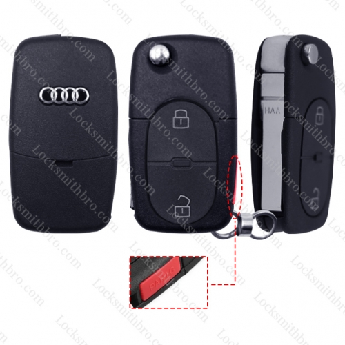 LockSmithbro Audi 2+1 Button Remote Key Shell(2032 Big Battery)