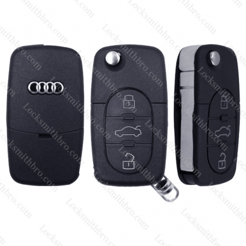 LockSmithbro Audi 3 Button Remote Key Shell(1616 Battery)