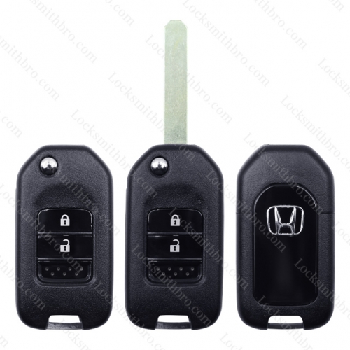 LockSmithbro 2 Button Honda Flip Remote Key Shell With Logo