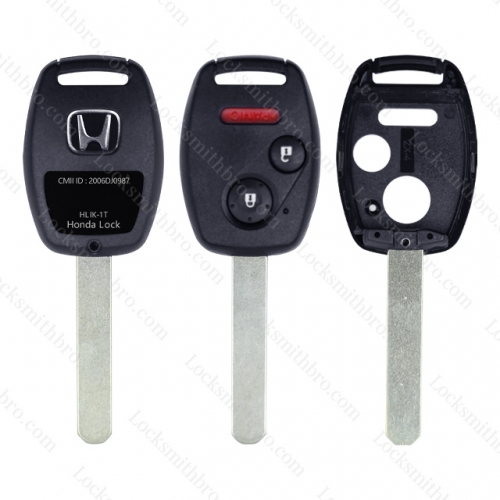 LockSmithbro 3 Button With Panic Honda Remote Shell With Button Part Without Chip Place With Logo