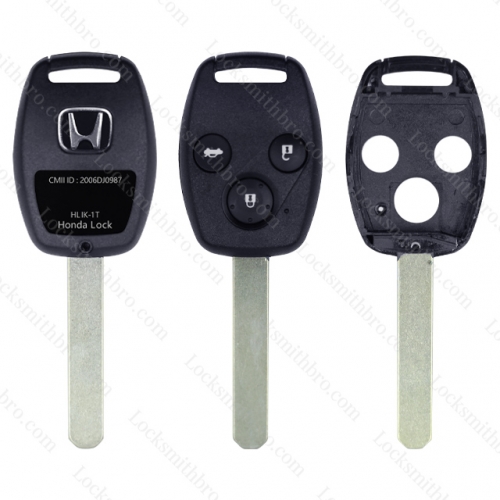 LockSmithbro 3 Button Honda Remote Shell With Button Part Without Chip Place With Logo