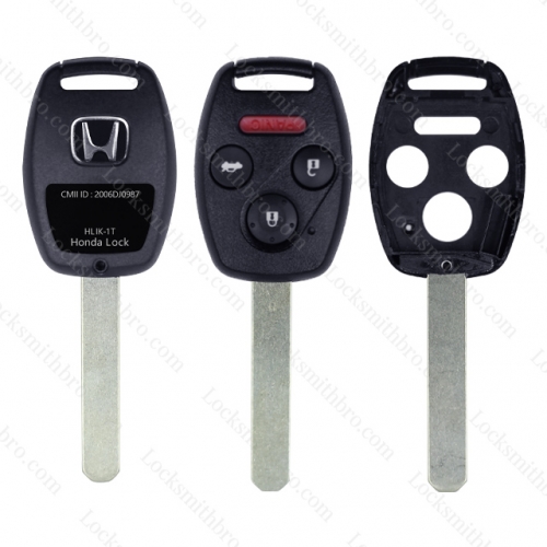 LockSmithbro 4 Button With Panic Honda Remote Shell With Button Part With Chip Place With Logo
