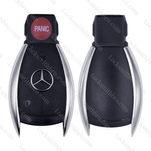 Benz 3+1 button smart key shell with Logo(double battery clips)