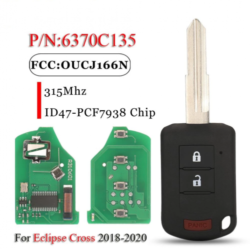 2+1Button Remote Key  315MHz ID47 chip OUCJ166N P/N: 6370C135 For T-Mitsubishi Eclipse Cross Car Accessories