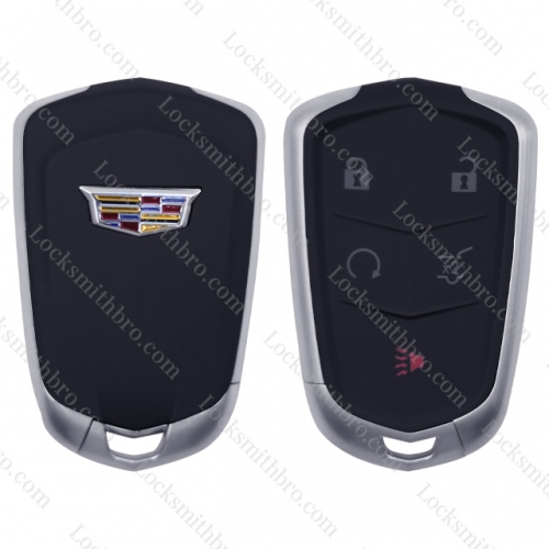 LockSmithbro TCadillac 5 button smart key card shell with blade and battery clamp with Shield logo