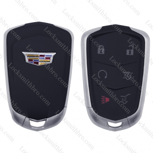 LockSmithbro TCadillac 6 button smart key card shell with blade and battery clamp with Shield logo