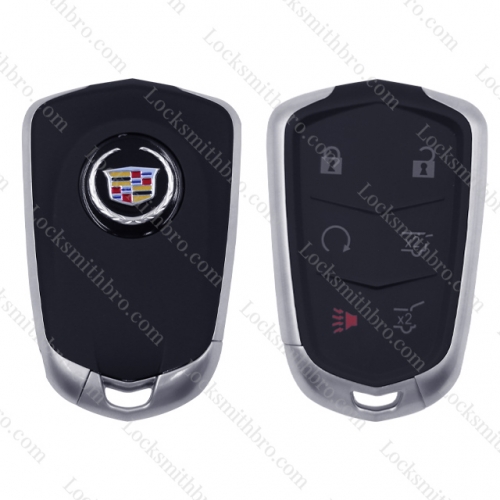 LockSmithbro TCadillac 6 button smart key card shell with blade and battery clamp with Round logo