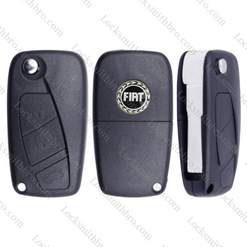 LockSmithbro 3 Button With Logo Bettary On The Back Fiat Flip Remote Key Shell Case