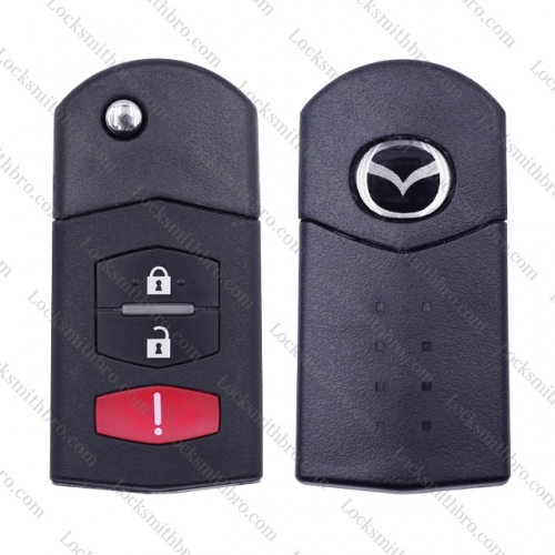 LockSmithbro 2+1 Button With Logo Mazda Flip Remote Key Shell
