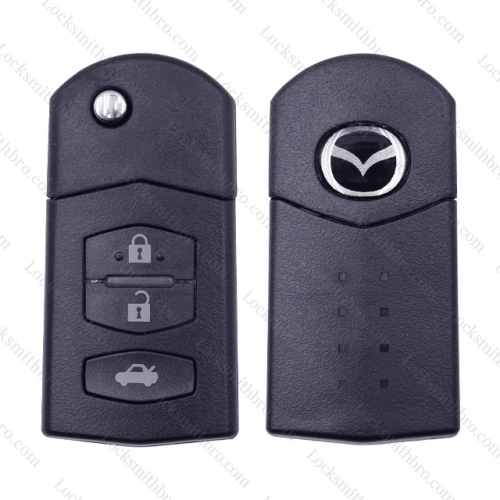 LockSmithbro 3 Button With Logo Mazda Flip Remote Key Shell Case