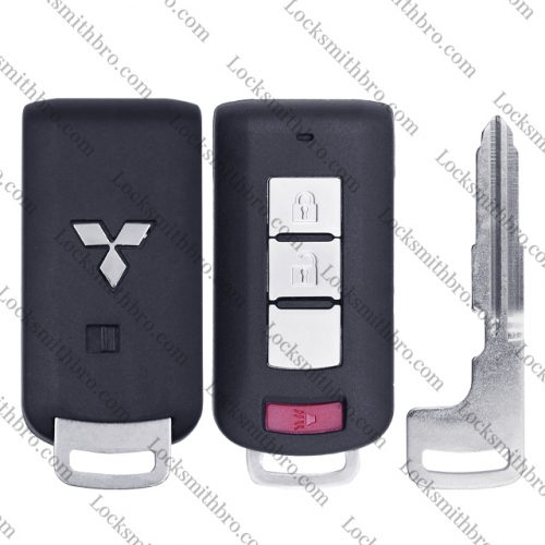 LockSmithbro 2+1 Button Mechanical Blade ForMitsubishi Smart Key Shell With Logo