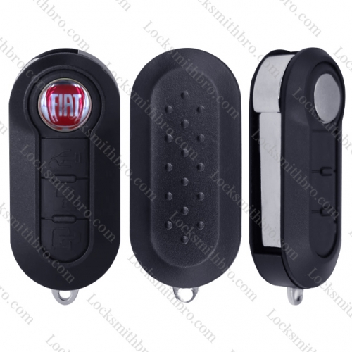 3 Button With Logo Fiat 500 Flip Remote Key Shell Case