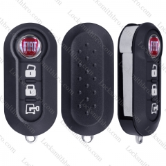 3 Button With Logo Fiat 500 Flip Remote Key Shell Case