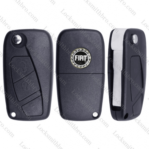 LockSmithbro 2 Button With Logo Bettary On The Back Fiat Flip Remote Key Shell Case