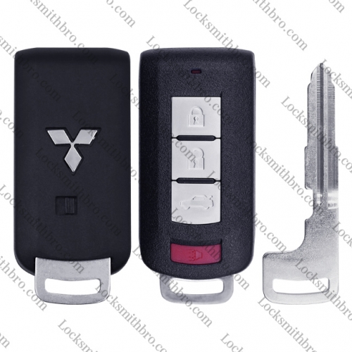 LockSmithbro 3+1 Button Mechanical Blade ForMitsubishi Smart Key Shell With Logo