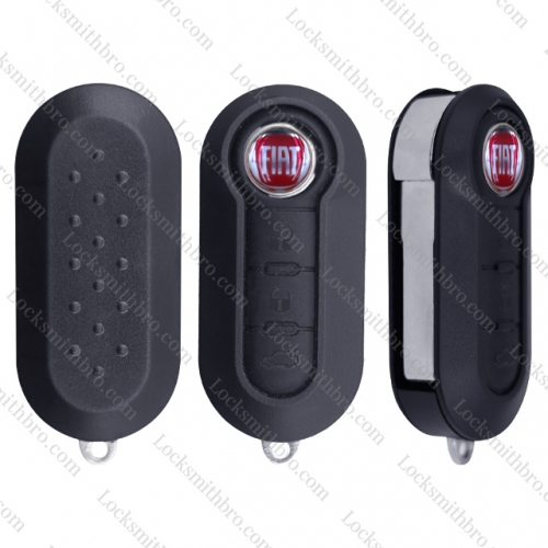 LockSmithbro 3 Button With Logo Fiat 500 Flip Remote Key Shell Case