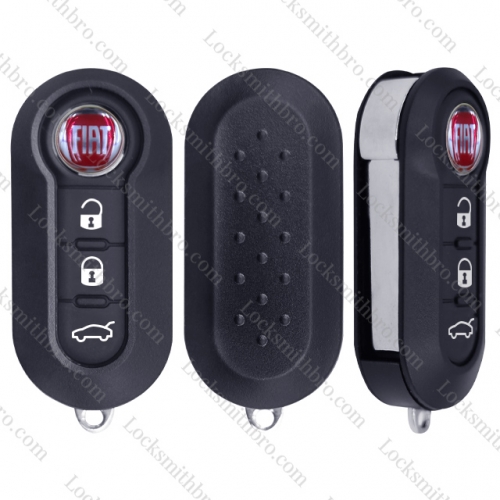 3 Button With Logo Fiat 500 Flip Remote Key Shell Case