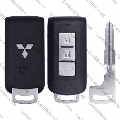 LockSmithbro 3 Button Mechanical Blade ForMitsubishi Smart Key Shell With Logo