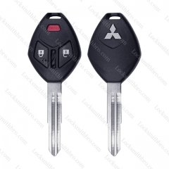 LockSmithbro 2+1 Button Left Balde with Logo ForMitsubishi Remote Key Shell Case