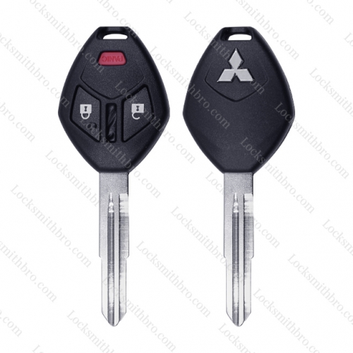 LockSmithbro 2+1 Button Left Balde with Logo ForMitsubishi Remote Key Shell Case