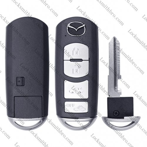 LockSmithbro 4 Button With Logo Mazda Smart Key Shell
