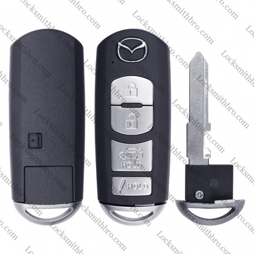 4 Buttons Replacement Remote Key Shell FOB for Mazda 3 6 CX-3 CX-5 Axela Atenza 2014- 2018 ：SKE13D-01 Emergency Key