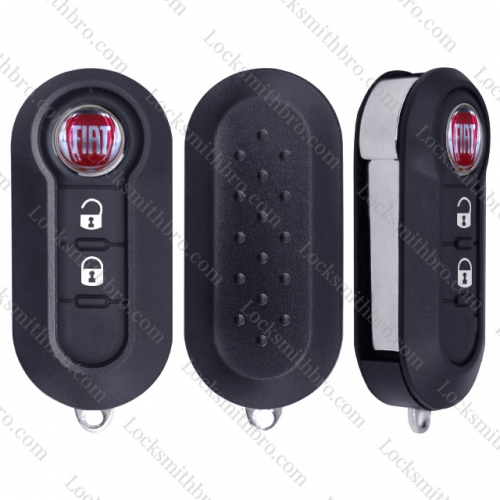 2 Button With Logo Fiat 500 Flip Remote Key Shell Case