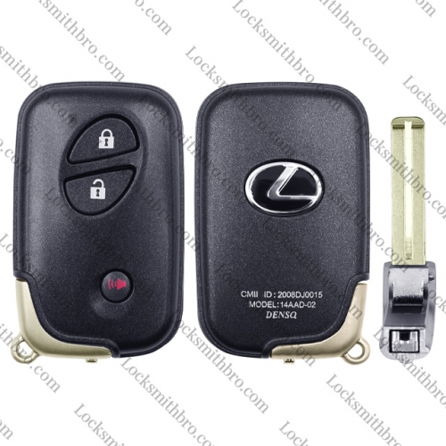 LockSmithbro With Blade And Logo 3 Button Light Button Lexus Smart Key Shell Case