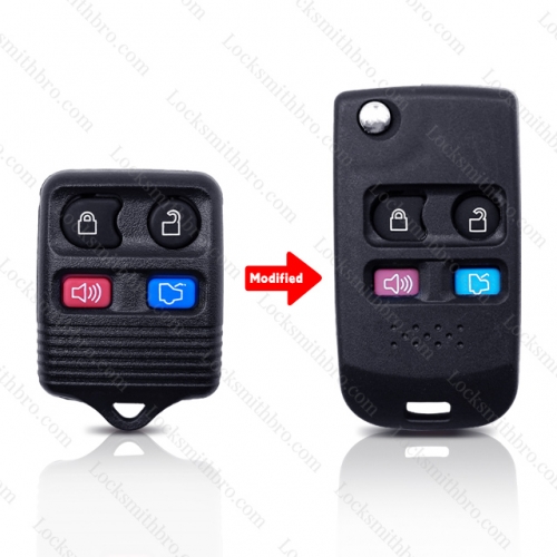 LockSmithbro 4 Button Ford Flip Remote Key Shell Case