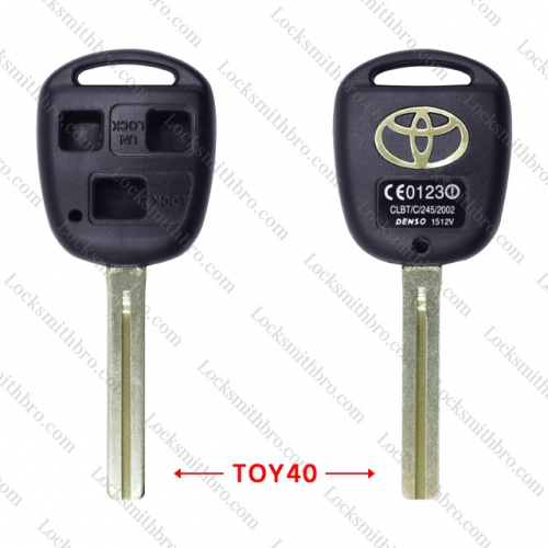 LockSmithbro 3 Button Toy40 Long Balde With Logo Toyot Remote Key Shell Case