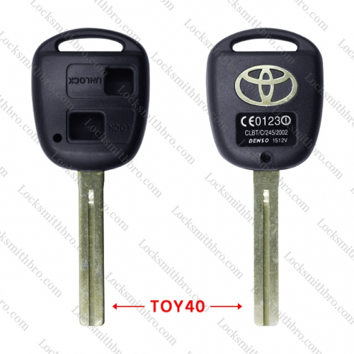 LockSmithbro 2 Button Toy40 Long Balde With Logo Toyot Remote Key Shell Case