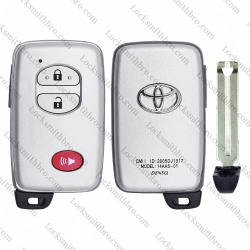 LockSmithbro 2+1 Button With Logo And Blade Toyot Smart Remote Key Shell Case