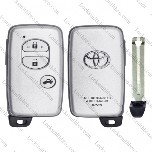 LockSmithbro 3 Button With Logo And Blade Toyot Smart Remote Key Shell Case