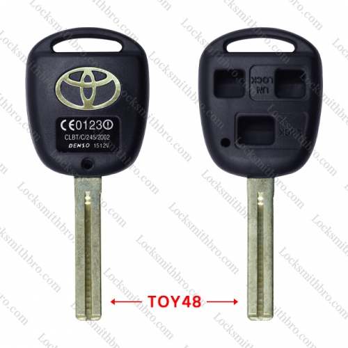 LockSmithbro 3 Button Toy48 Short Balde With Logo Toyot Remote Key Shell Case