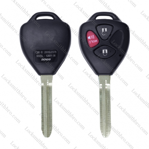 LockSmithbro 2+1 Button TOY43 Blade No Logo Toyot Corolla Remote Key Shell