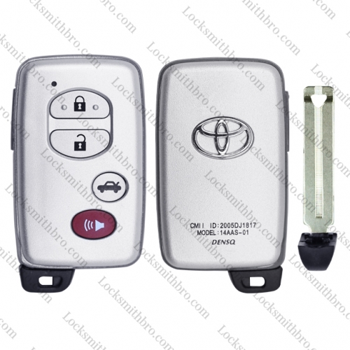 LockSmithbro 3+1 Button With Logo And Blade Toyot Smart Remote Key Shell Case