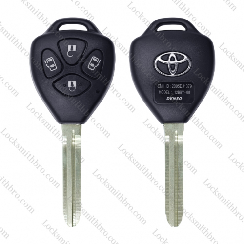 LockSmithbro 4 Button TOY43 Blade With Logo Toyot Corolla Remote Key Shell