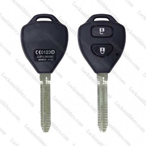 LockSmithbro 2 Button TOY47 Blade No Logo Toyot Corolla Remote Key Shell