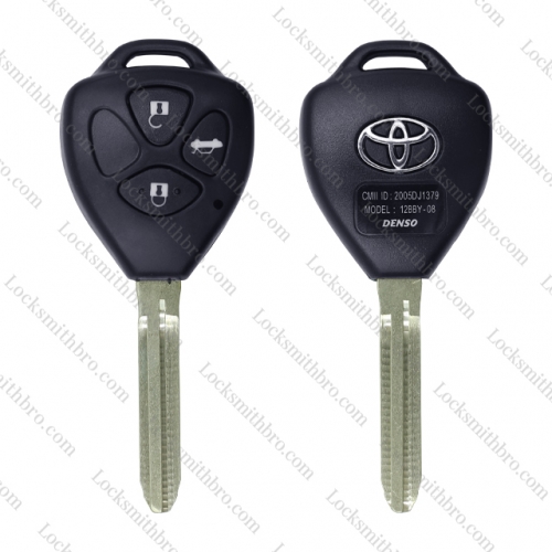LockSmithbro 3 Button TOY43 Blade With Logo Toyot Corolla Remote Key Shell