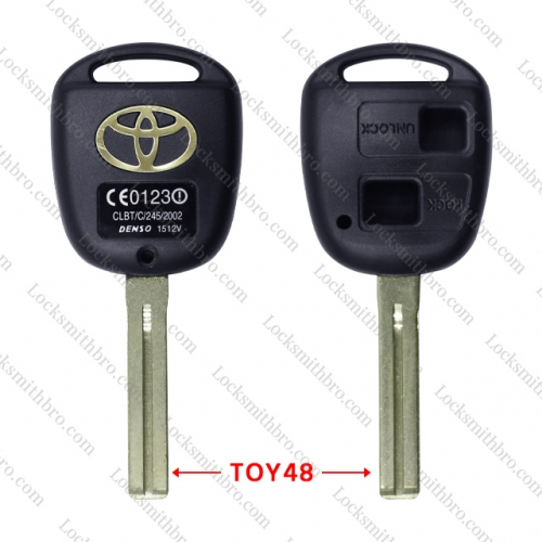 LockSmithbro 2 Button Toy48 Short Balde With Logo Toyot Remote Key Shell Case