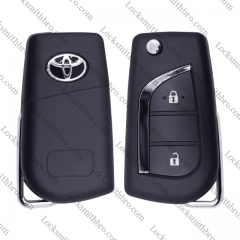 LockSmithbro 2 Button TOY48 With Logo Toyot Flip Remote Key Shell Case