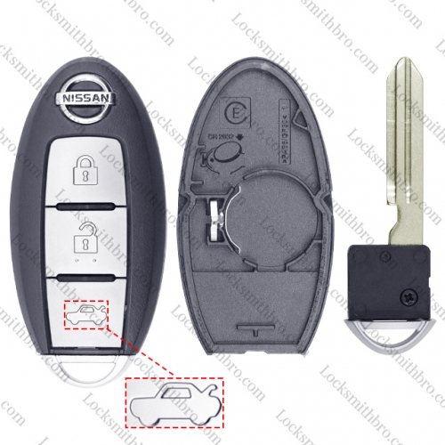 LockSmithbro 3 Button With Blade Nissa With Logo Remote Smart Key Shell Case After 2009