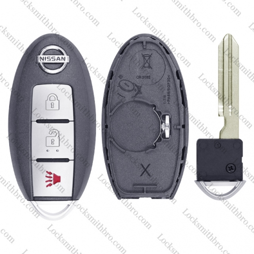 LockSmithbro 3 Button With Blade Nissa With Logo Remote Smart Key Shell Case